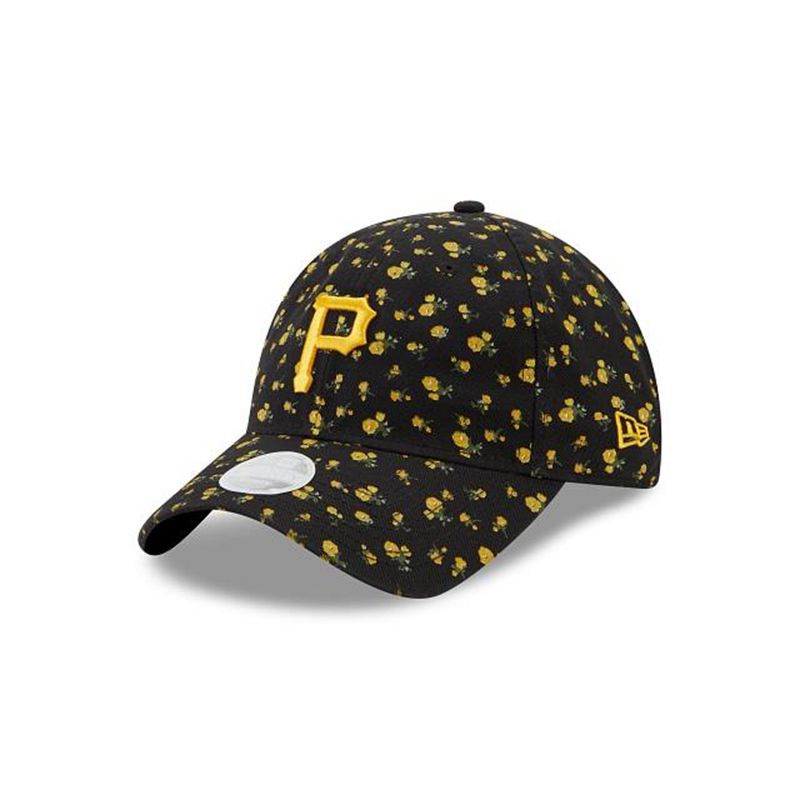 MLB Pittsburgh Pirates Womens Floral 9Twenty Adjustable (YNV9807) - Black New Era Caps